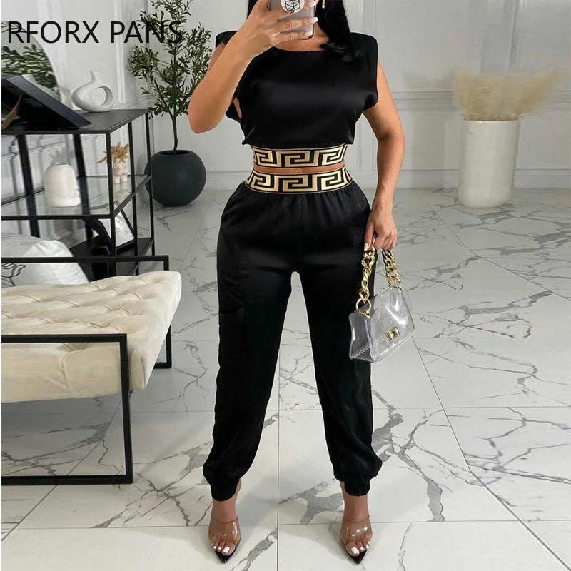 Crop Top and Pants Set Elasticated Padded Insulated