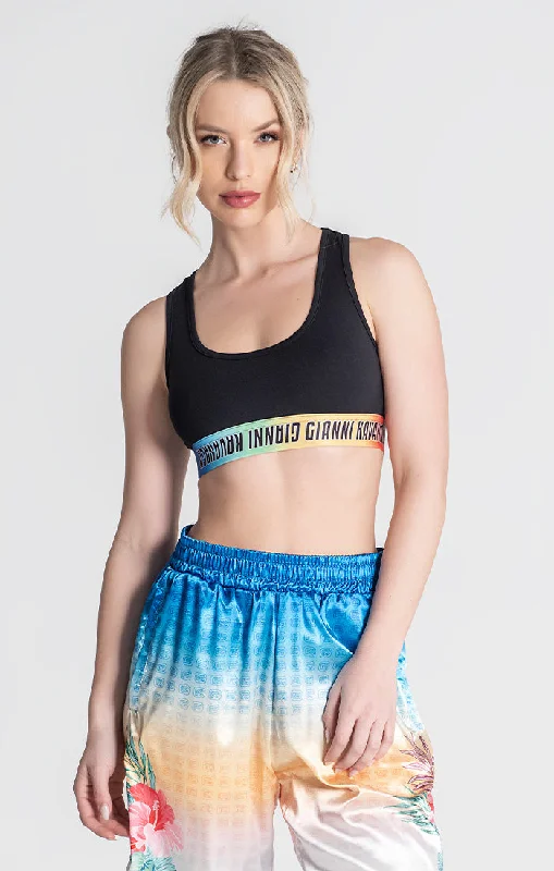 Black Copacabana Crop Top Zippered Front Buttoned Front Snap Front