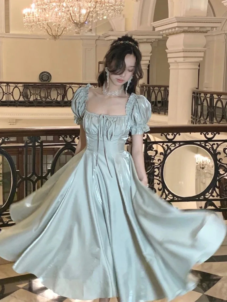Wjczt Elegant French White Wedding Party Dress Women Vintage Burgundy Romantic Prom Vestidos Summer Korean A-line Graduation Dresses Tunics Favorite customer
