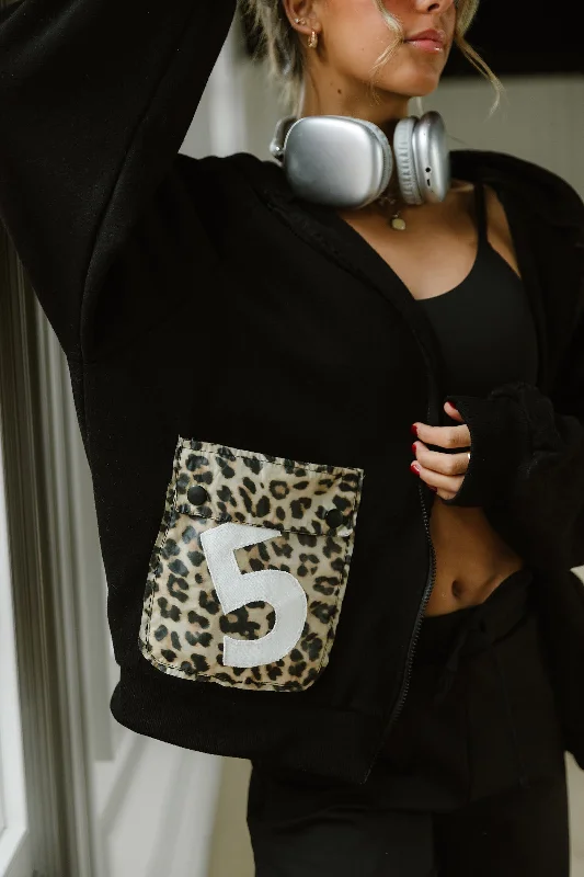 Custom 5 Cheetah Pocket Zip Up Hoodie Hoodie with Neon Bright Vibrant