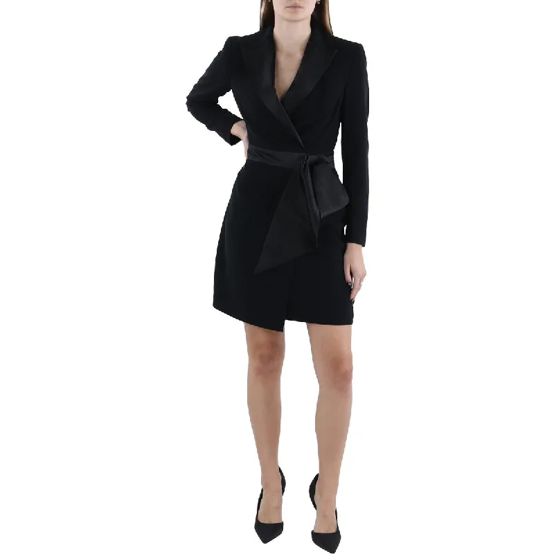 Womens Bow Wrap Cocktail And Party Dress sweetheart Neckline Romantic