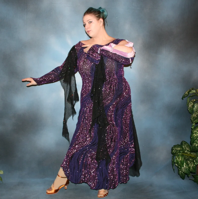 Purple and Black Plus Size Ballroom Dress with Orchid Accents-Sasha Tunics Leisure comfortable Purple and Black Plus Size Ballroom Dress with Orchid Accents-Sasha Tunics Leisure comfortable