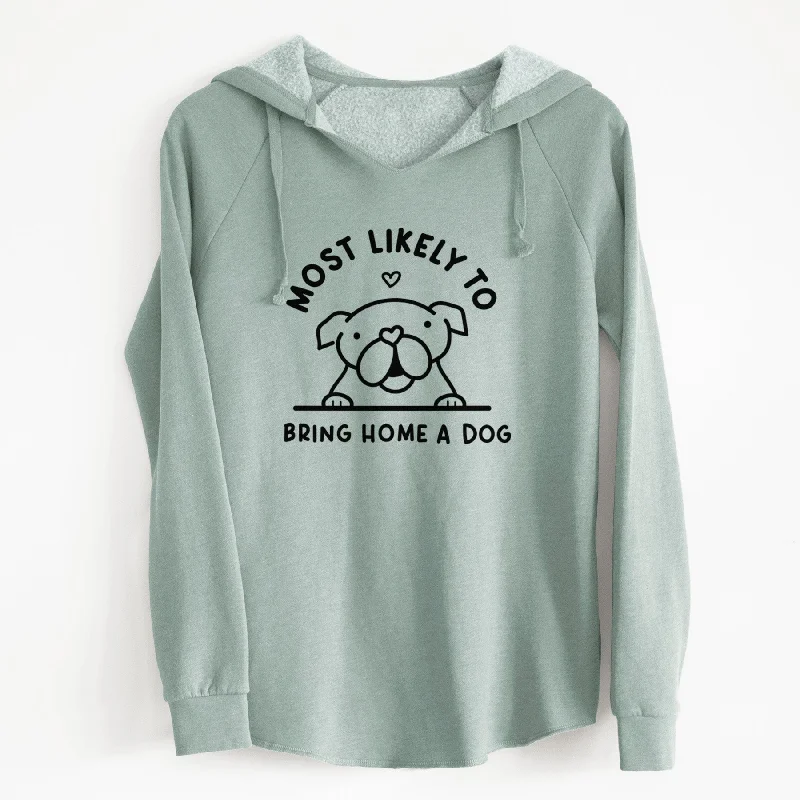 Most Likely to Bring Home a Dog - English Bulldog - Cali Wave Hooded Sweatshirt Hoodie with Strings Custom Fit Adjustable Most Likely to Bring Home a Dog - English Bulldog - Cali Wave Hooded Sweatshirt Hoodie with Strings Custom Fit Adjustable