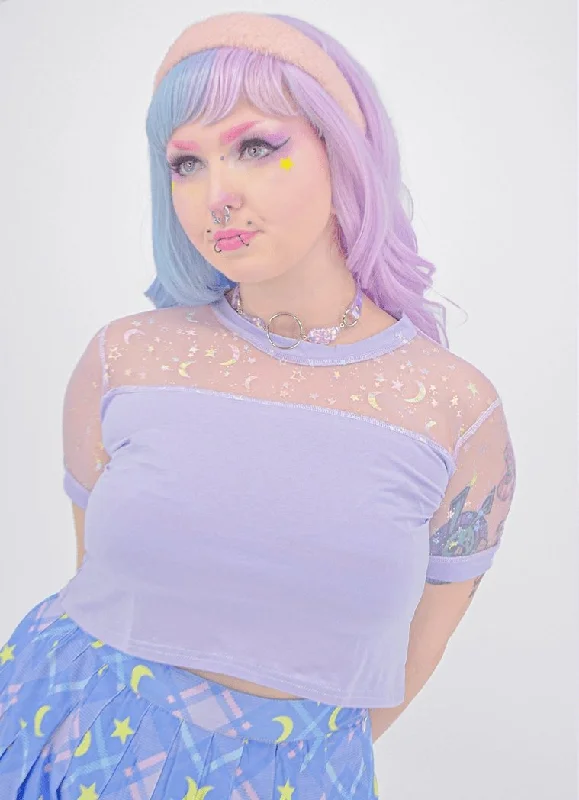 Precious Moon Crop Top Striped Floral Plaid