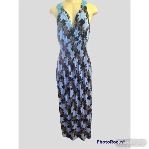 Light Blue Party Dress with Blue Flowers Tunics Chic elegant