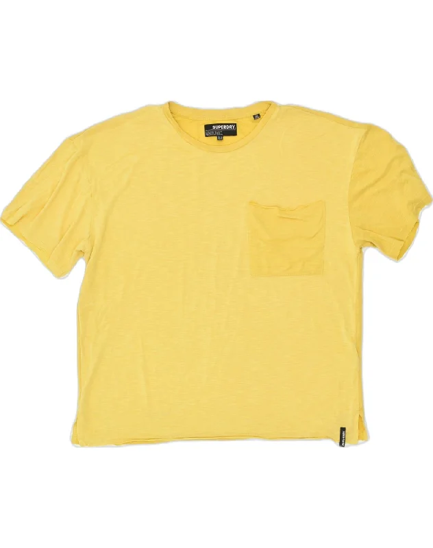 SUPERDRY Womens Oversized Crop Top UK 14 Large Yellow Collared Crop Top Boat Neck A-Line SUPERDRY Womens Oversized Crop Top UK 14 Large Yellow Collared Crop Top Boat Neck A-Line