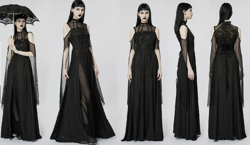 Goth Darkness Goddess Sexy Lace Hollow Out Party Dress Tunics Travel practical