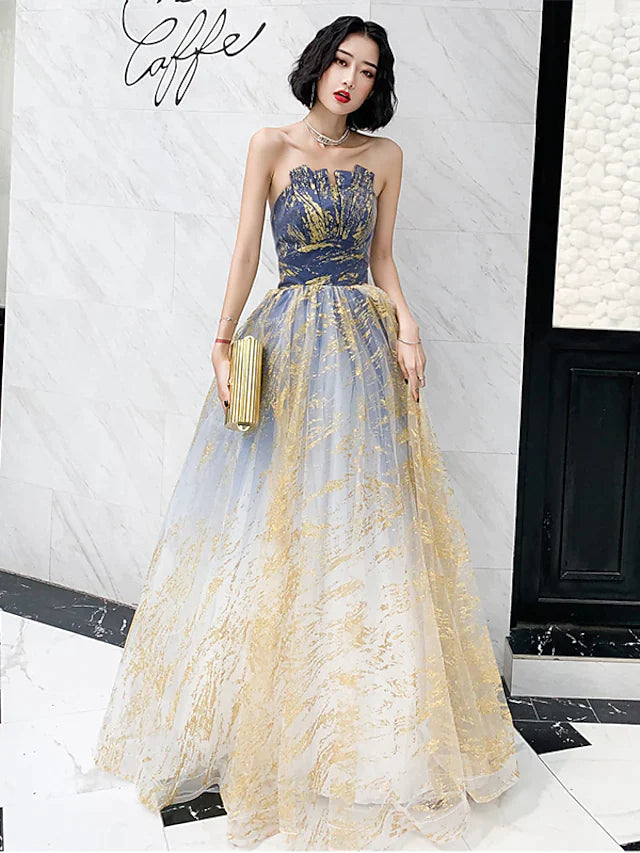 A-Line Sparkle Engagement Prom Dress Strapless Sleeveless Floor Length Sequined with A-Line Sparkle Engagement Prom Dress Strapless Sleeveless Floor Length Sequined with