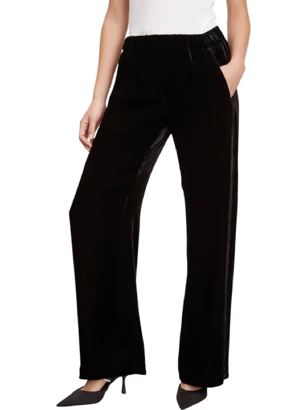 Frida Wide Leg Pants In Black Trendy Wide-Legged Trousers
