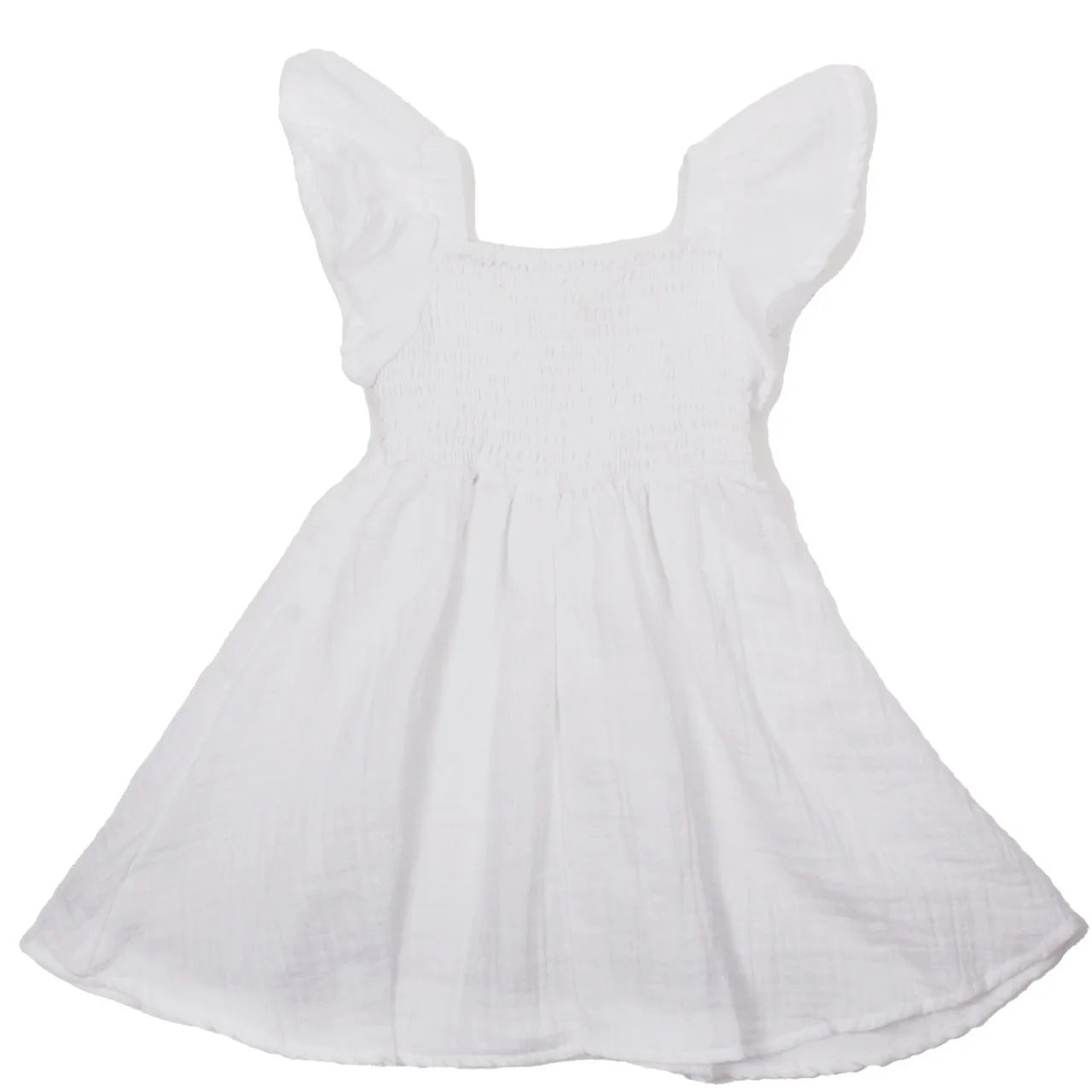 White Girls Smocked Cover Up Dress