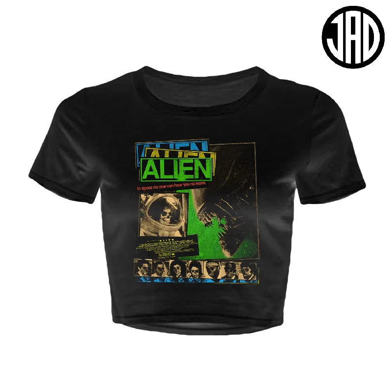 Alien Poster V2 - Women's Crop Top Zippered Buttoned Snapped
