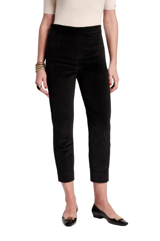 Lucy Velvet Pant In Black Lightweight Jogger Pants