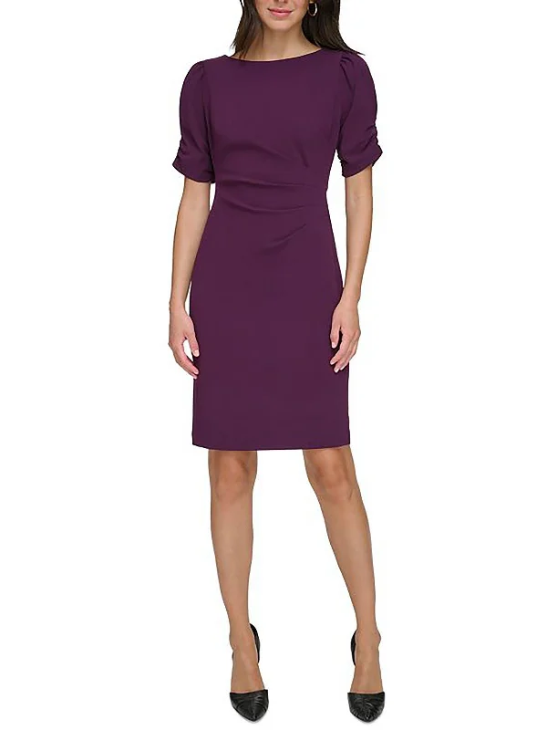 Womens Crepe Shirred Sleeve Cocktail And Party Dress Tunics Polka dots