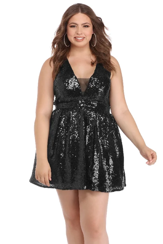 Plus Steph Sequin Party Dress Tunics Spring floral