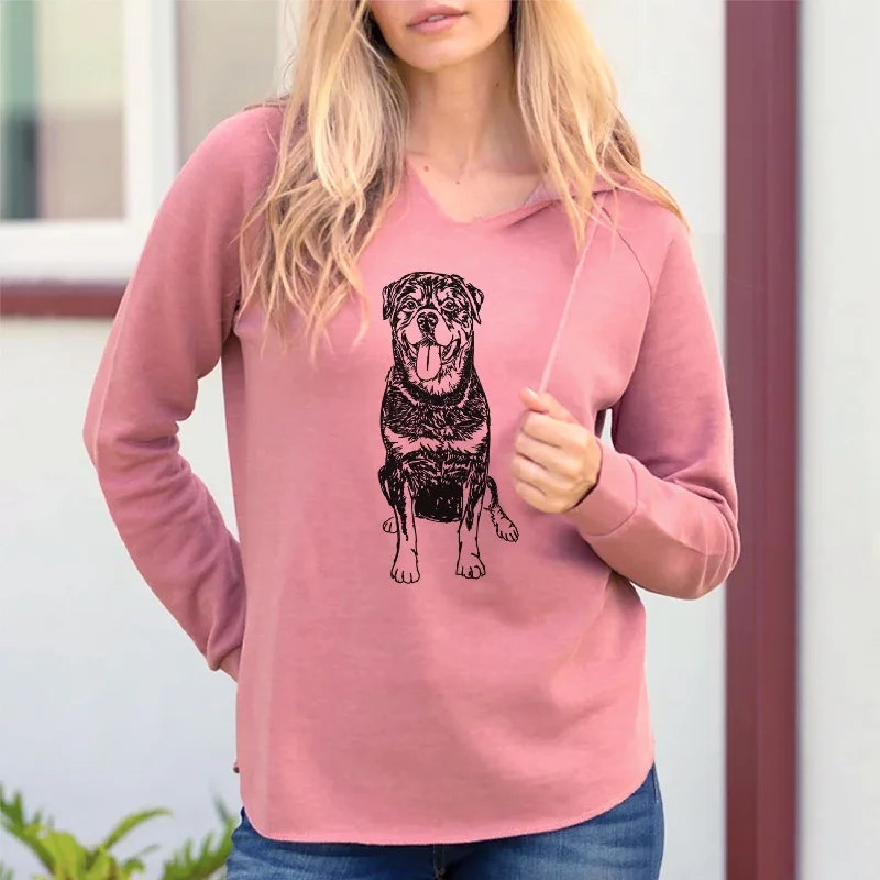 Doodled Rottweiler - Cali Wave Hooded Sweatshirt Cotton Hoodie Fleece Lining Warmth