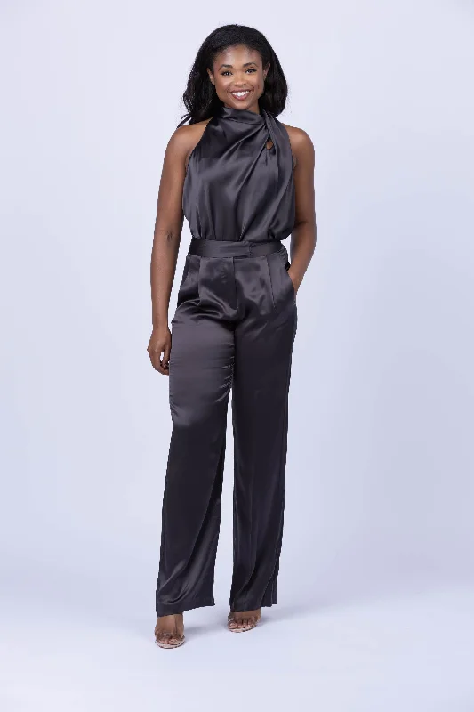 The Sei Wide Leg Pant in Carbon Soft Stretch Pants