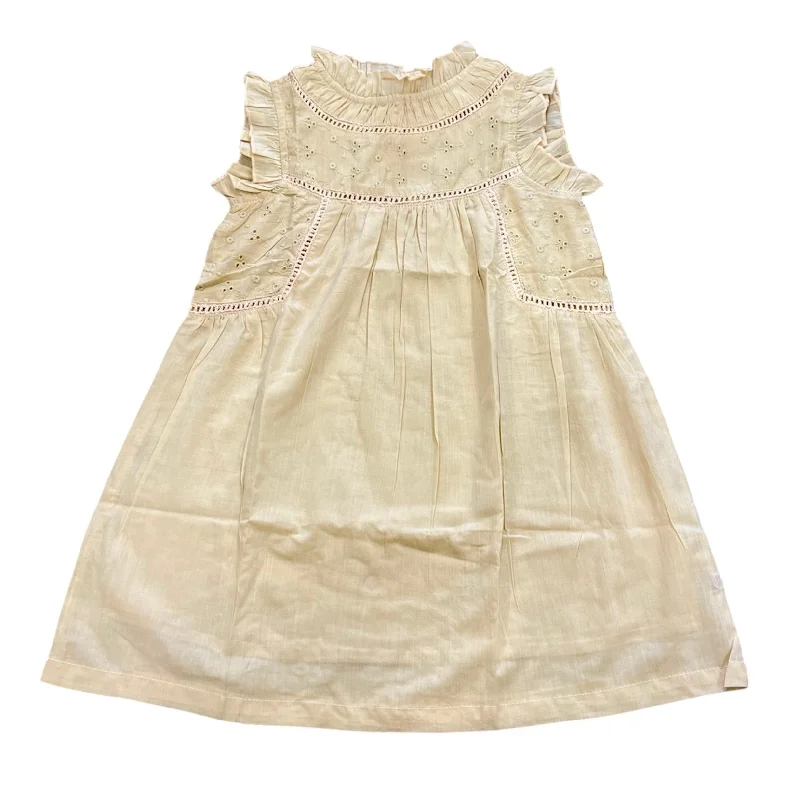 Solid Color Ruffle Neck Eyelet Dress | Light Peach