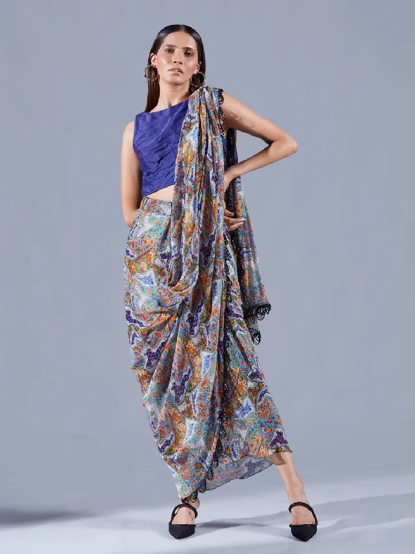 BERRY BLUE CROP TOP Silk Blend Satin Velvet