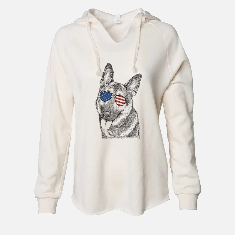 USA Whitaker the German Shepherd - Cali Wave Hooded Sweatshirt Hoodie with Zipper Versatile Modern