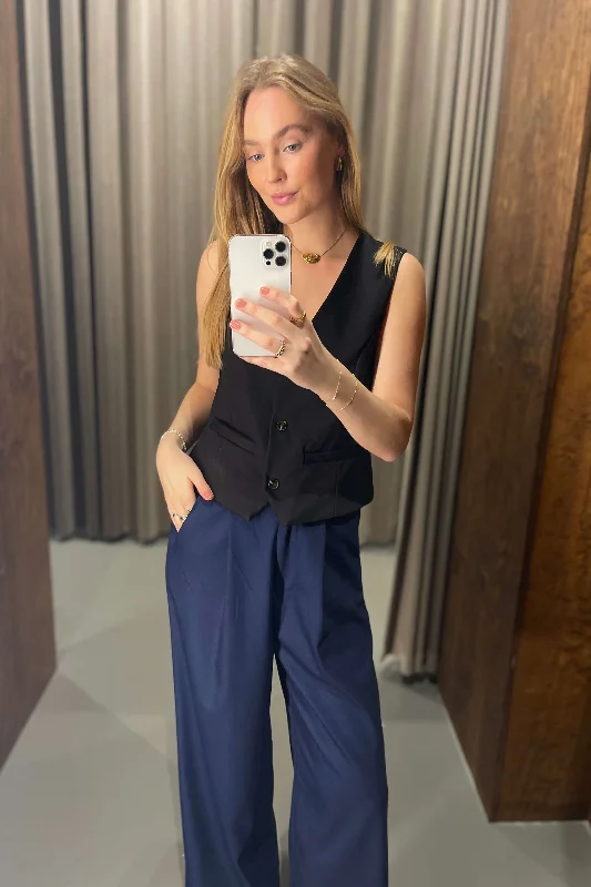 Nadia Pants - Navy Trendy Printed Leggings