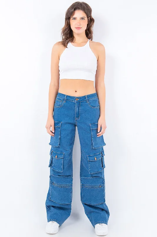 Multi Pockets Loose Fitting Pants Trendy Velvet Pants