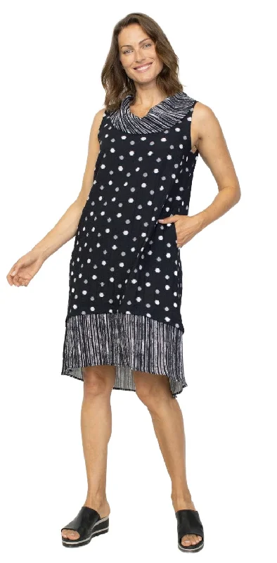 Habitat 33205BK Black Drape Collar Shift Dress With Pocket Tunics Running lightweight
