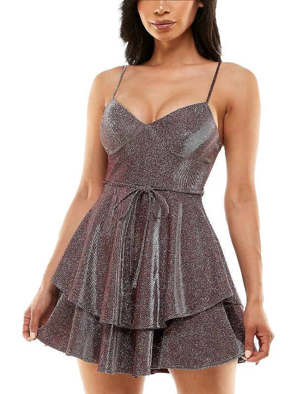Juniors Womens Tiered Mini Cocktail and Party Dress Tunics Cozy comfortable