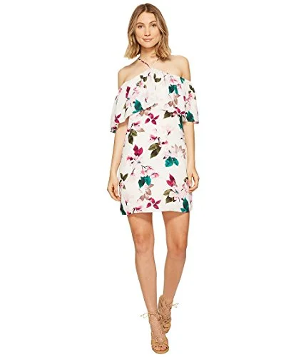 1.STATE Womens Off-The-Shoulder Flounce Casual Dress Ivory S