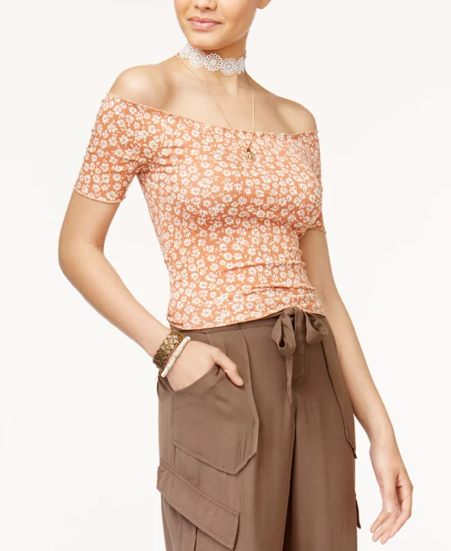 American Rag Juniors Off The Shoulder Crop Top Handmade Hand-knitted Hand-woven