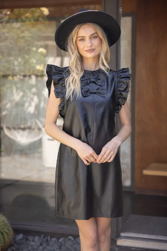 Calista Leather Ribbon Ruffle Detail VOY Dress Tunics Recommended stylist