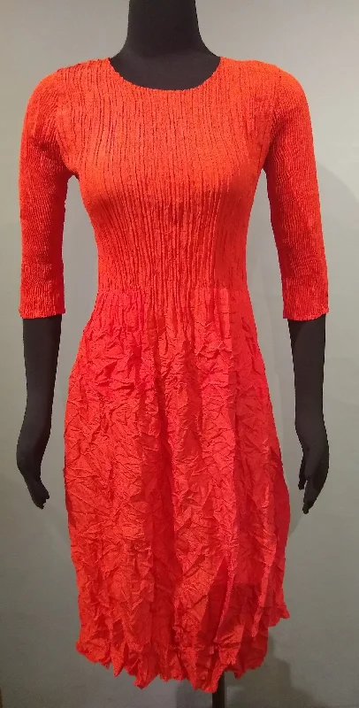Alquema ADC544TAN TANGERINE 3/4 Sleeve Smash Pocket Dress Turtleneck Neckline Stylish