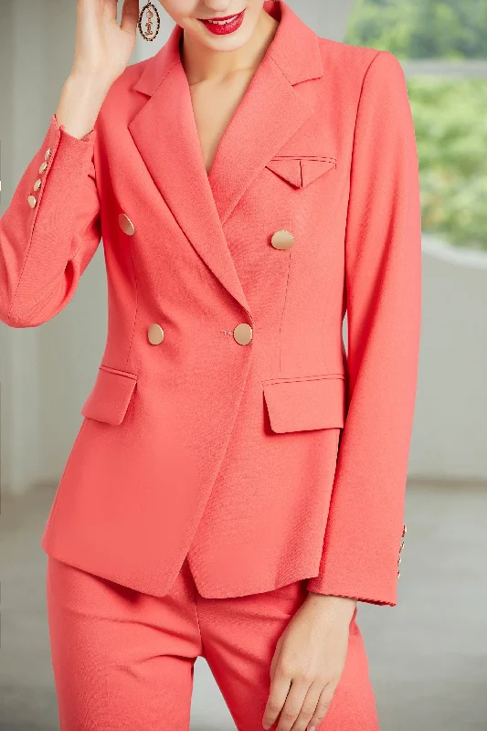 2 Piece Notch Lapel Single Buttons Slim Fit Women Suit (Blazer+Pants) Stylish Paperbag Waist Pants