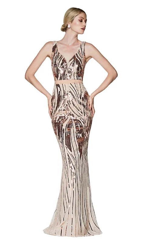 Ladivine CH552 - Sequined Deep V-Neck Evening Dress Tunics Luxurious premium