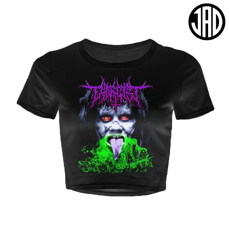Exorcist Metal - Women's Crop Top Print Jacquard Patchwork
