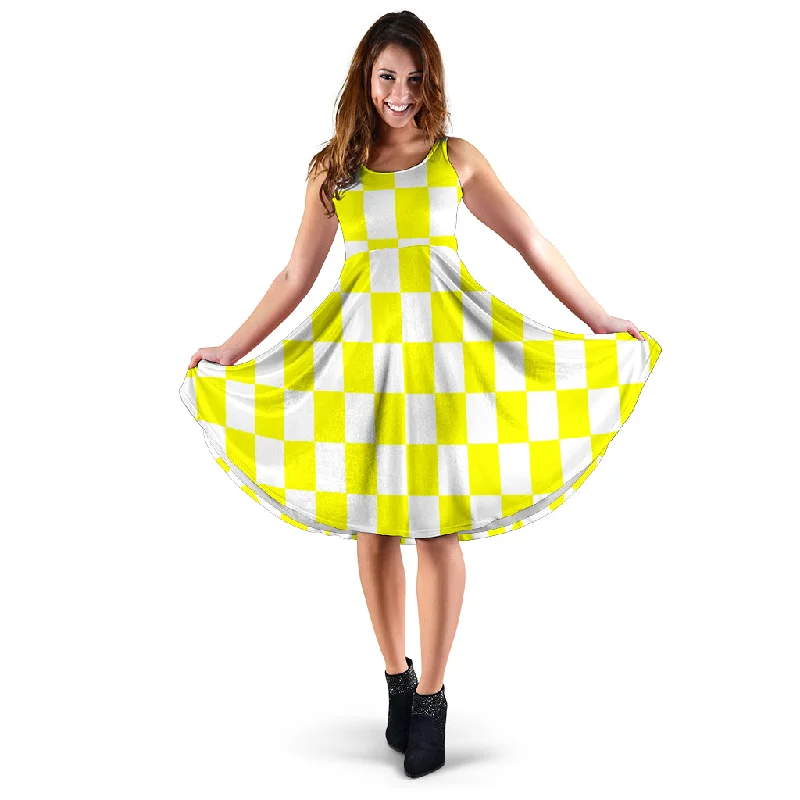 Racing Checked Flag Dress Yellow