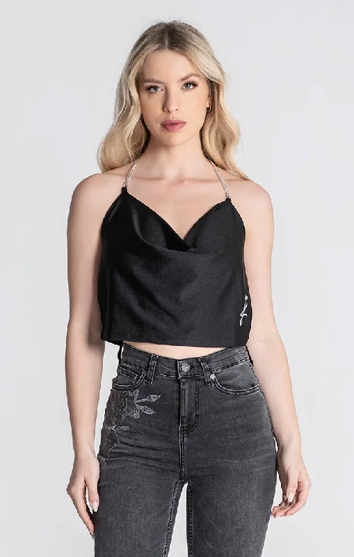 Black Thunder Crop top Hooded Caped Shawl Collar