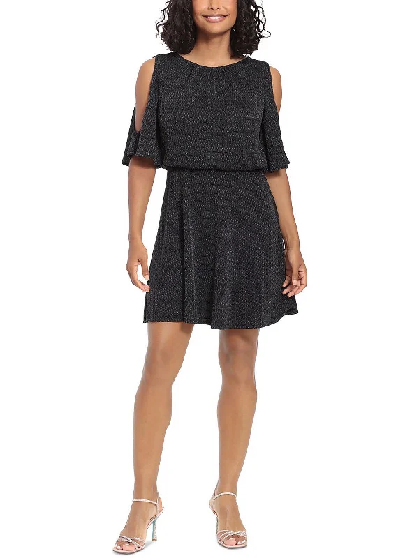 Petites Womens Blouson Mini Cocktail and Party Dress Tunics Fall fleece