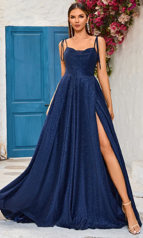 J'Adore Dresses J25009 - Tie Straps A-Line Evening Dress Bodycon Club Sequined