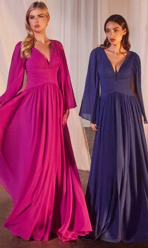 Ladivine CH028 - Ruched Waistband A-Line Prom Dress empire Waist empire