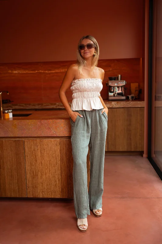 Khaki Archy Pants Stylish Slim Trousers