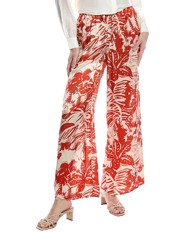Onia Wide Leg Drawstring Silk-Blend Pant Formal Dress Pants