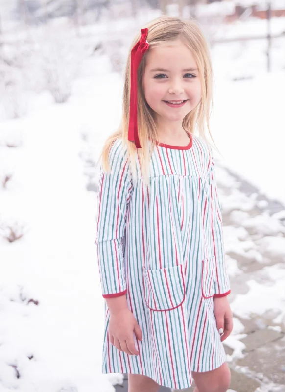 Lennon Knit Pocket Dress | Christmas Stripe