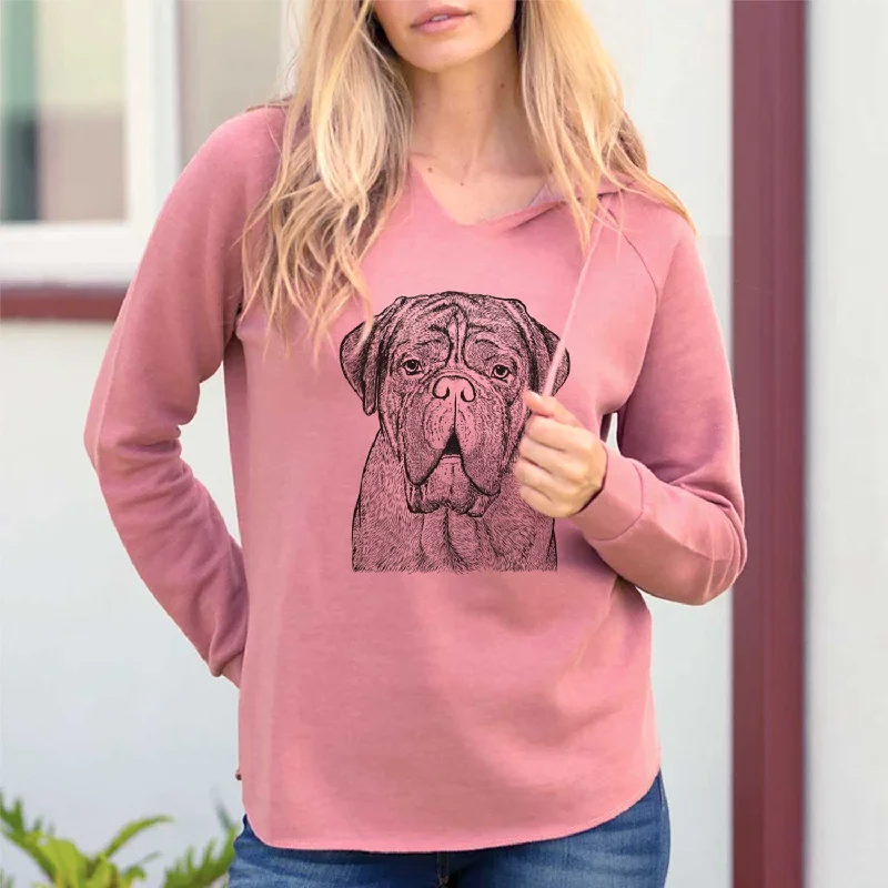 Optimus the Dogue de Bordeaux - Cali Wave Hooded Sweatshirt Hoodie with Hidden Zipper Minimalist Clean Optimus the Dogue de Bordeaux - Cali Wave Hooded Sweatshirt Hoodie with Hidden Zipper Minimalist Clean