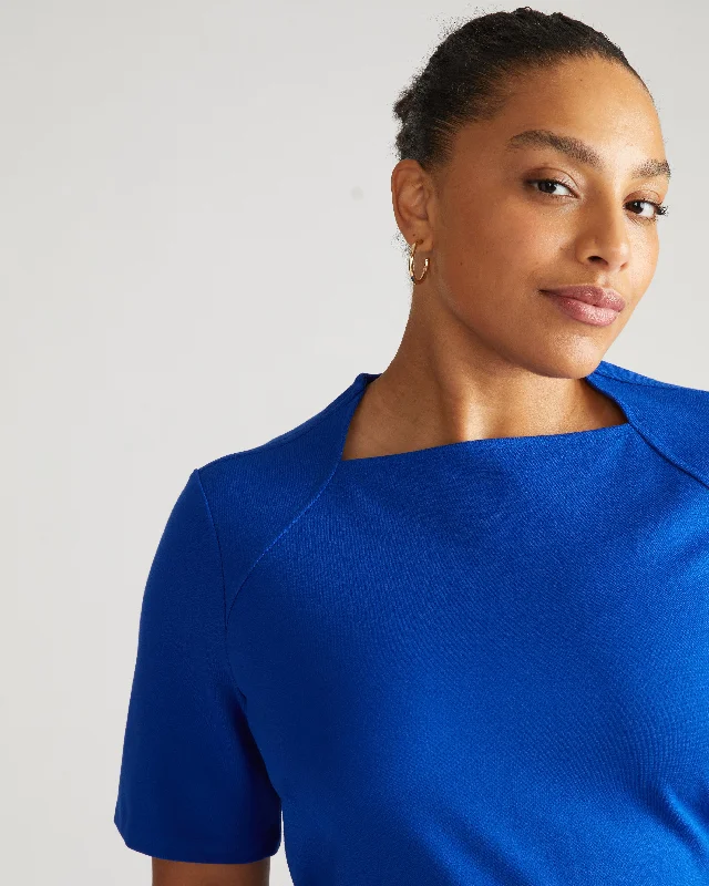 Envelope Neck Ponte Dress - Tanzanite