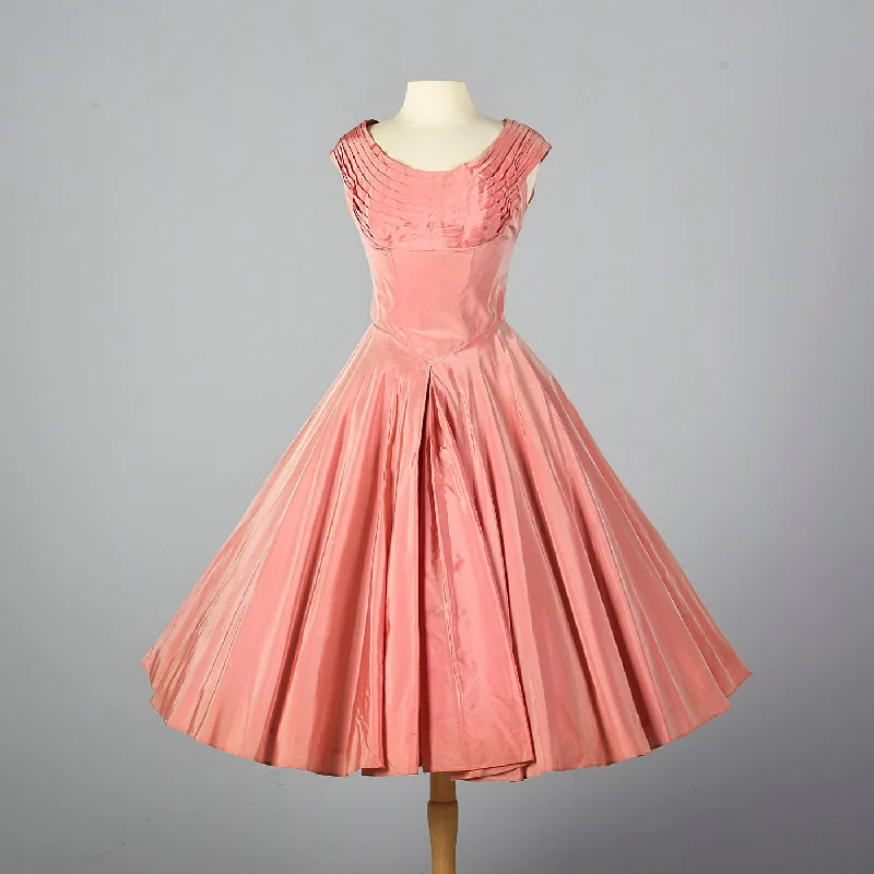 1950s Pink Taffeta Party Dress Tunics Gym athletic