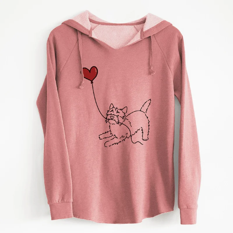 Cairn Terrier Heart String - Cali Wave Hooded Sweatshirt Hoodie with Drawstring Waist Adjustable Fitted Cairn Terrier Heart String - Cali Wave Hooded Sweatshirt Hoodie with Drawstring Waist Adjustable Fitted