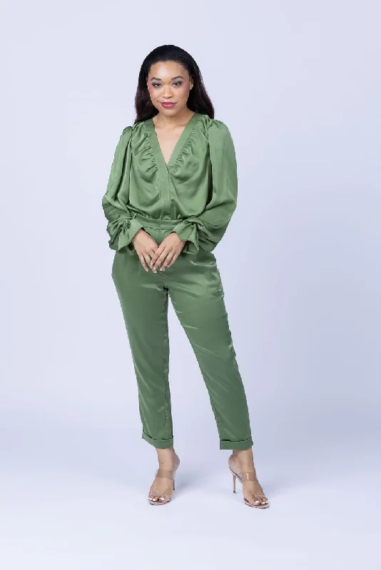Ramy Brook Madelyn Pant in Spruce Classic Straight-Leg Pants