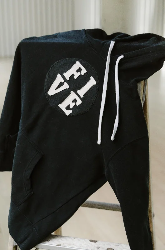 Custom FIVE Applique Hoodie Hoodie with Sequins Glamorous Eye-catching