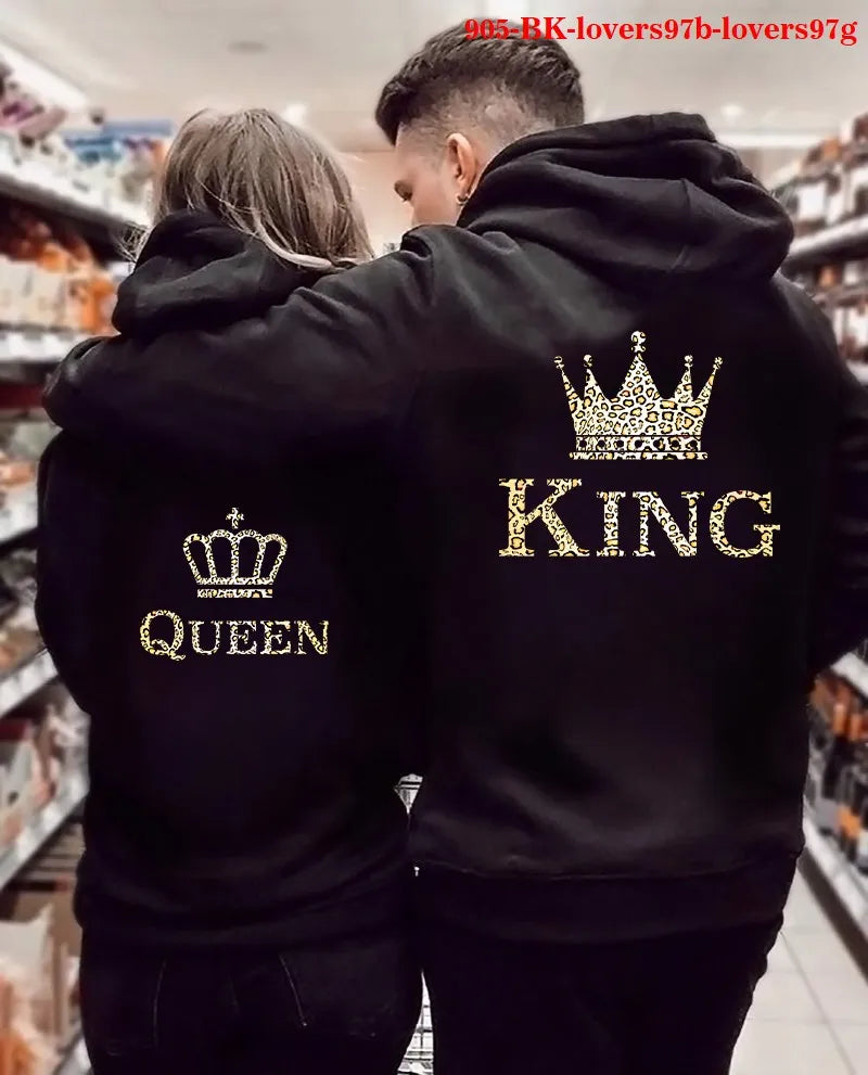 QUEEN KING Couple Sweatshirt Plus Size Hoodies Hoodie with Strings Custom Fit Adjustable