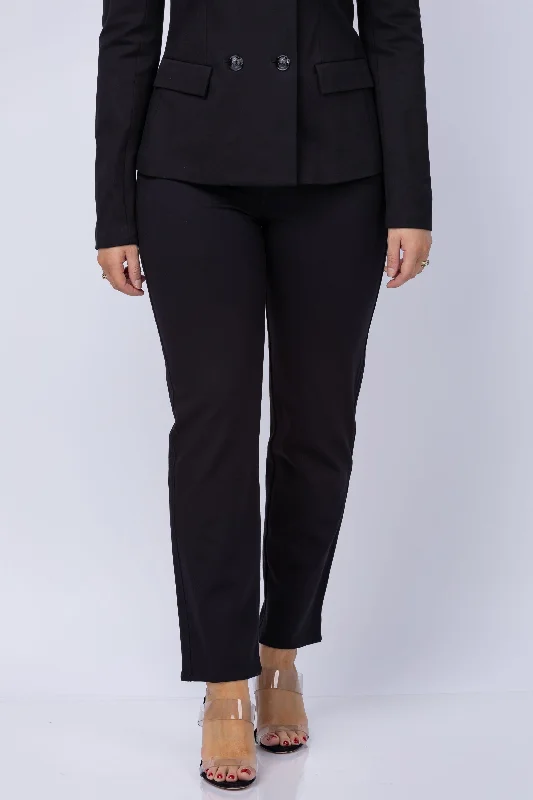 L'AGENCE Alexia High Rise Cigarette Crop pant in Black Formal Slim Pants